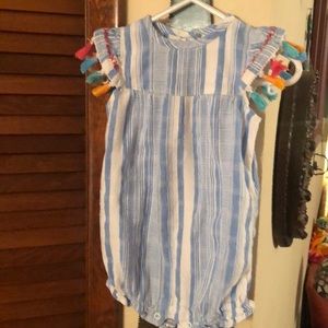 Blue & white muslin fabric romper